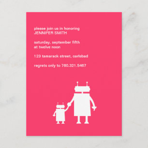 Robot Baby Girl Shower Invite
