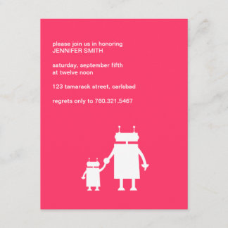 Robot Baby Girl Shower Invite