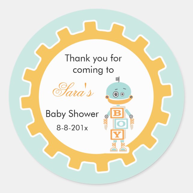 Robot Baby Shower |  Favour Sticker (Front)