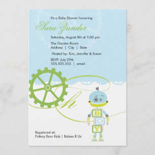 Robot Baby Shower Invitations     Boy
