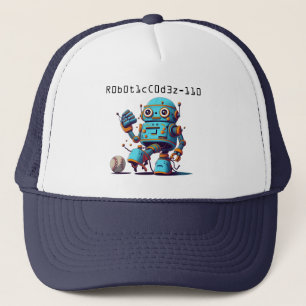 robot baseball kicking ball trucker hat