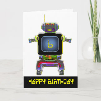 Robot Birthday 6 years old birthday card