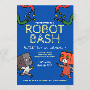 Robot Birthday Bash Invitation