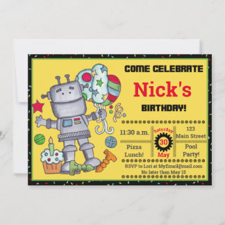 Robot Birthday Birthday Invitation