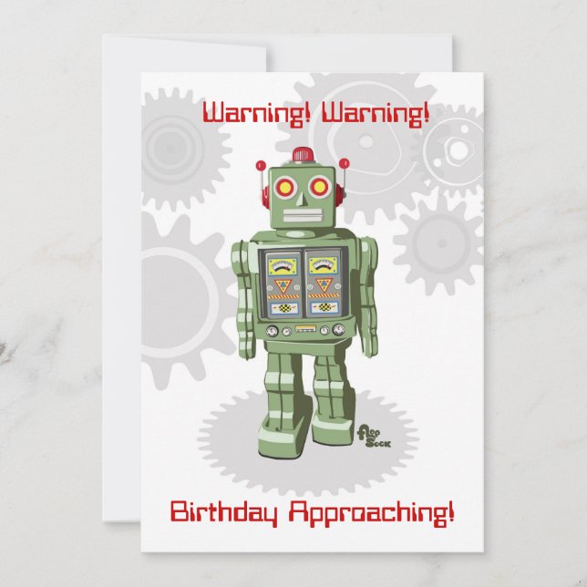 Robot Birthday Invitation (Front)