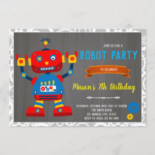 Robot birthday invitation