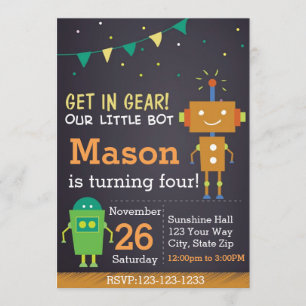 Robot Birthday Invitation (boy)
