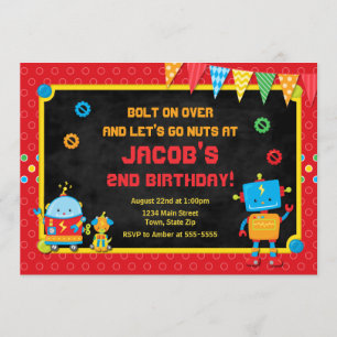 Robot Birthday Invitation Robot Party Invite