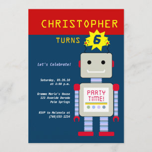 Robot Birthday Invitations