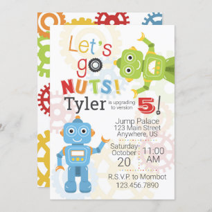 Robot Birthday Invitations Robots Birthday Party