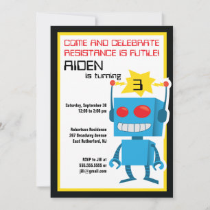 Robot Birthday Invite