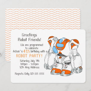 Robot Birthday Party Invitation