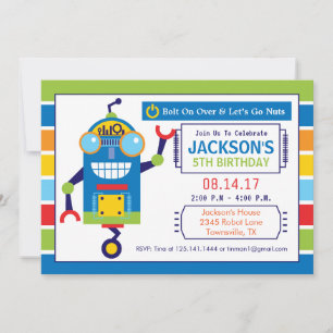 Robot Birthday Party Invitation