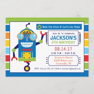 Robot Birthday Party Invitation