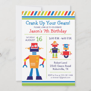 Robot Birthday Party Invitation
