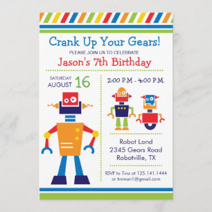 Robot Birthday Party Invitation