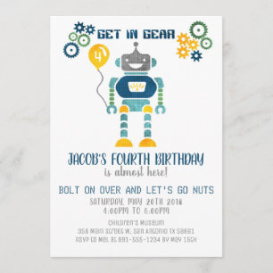 Robot Birthday Party Invitation