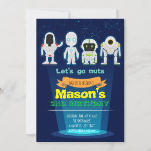 Robot Birthday Party invitation