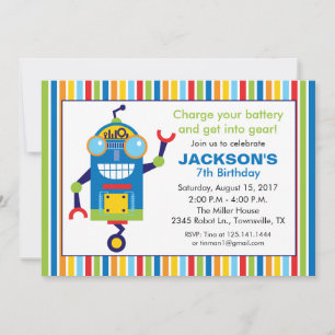 Robot Birthday Party Invitation