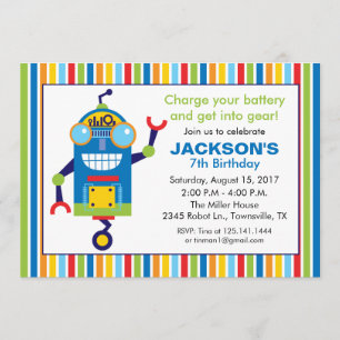 Robot Birthday Party Invitation