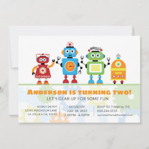 Robot Birthday Party Invitation