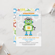 Robot Birthday Party Invitation - Wil•Bot Beep Bop