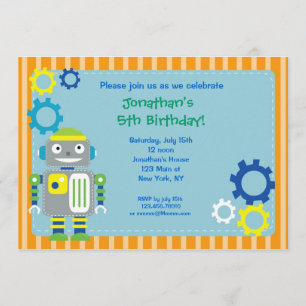 Robot Birthday Party Invitations