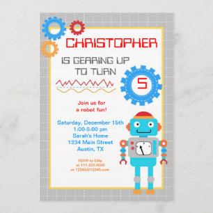 Robot Birthday Party Invitations