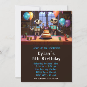 Robot Birthday Party Invitations Digital Download