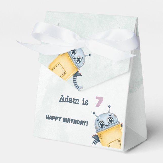 Robot Birthday Party kids  Favour Box (Front Side)
