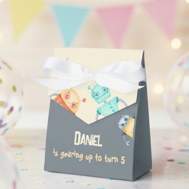Robot Birthday Party kids  Favour Box (Creator Uploaded)