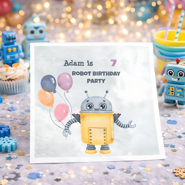 Robot Birthday Party kids Napkin (Creator Uploaded)