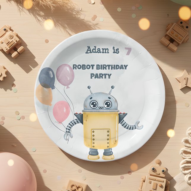 Robot Birthday Party kids Paper Plate (Creator Uploaded)