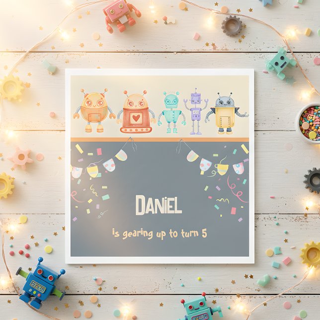 Robot Birthday Party Napkin (Creator Uploaded)