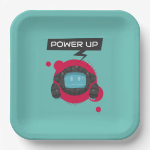 Robot birthday party paper plate