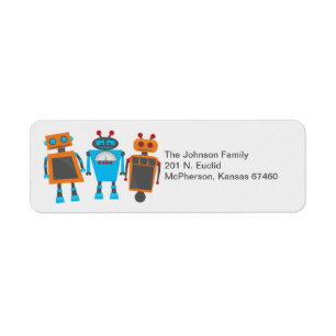 Robot Birthday Party Return Address Label