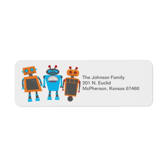 Robot Birthday Party Return Address Label