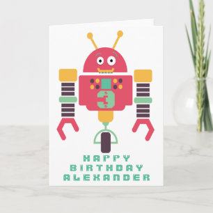 Robot Birthday Personalise Card