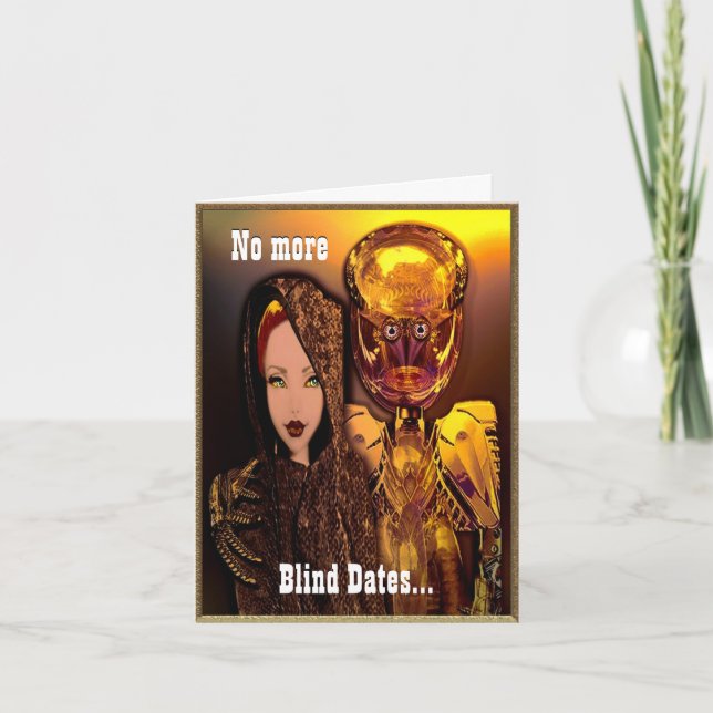 Robot Blind Date Customisable Holiday Card (Front)