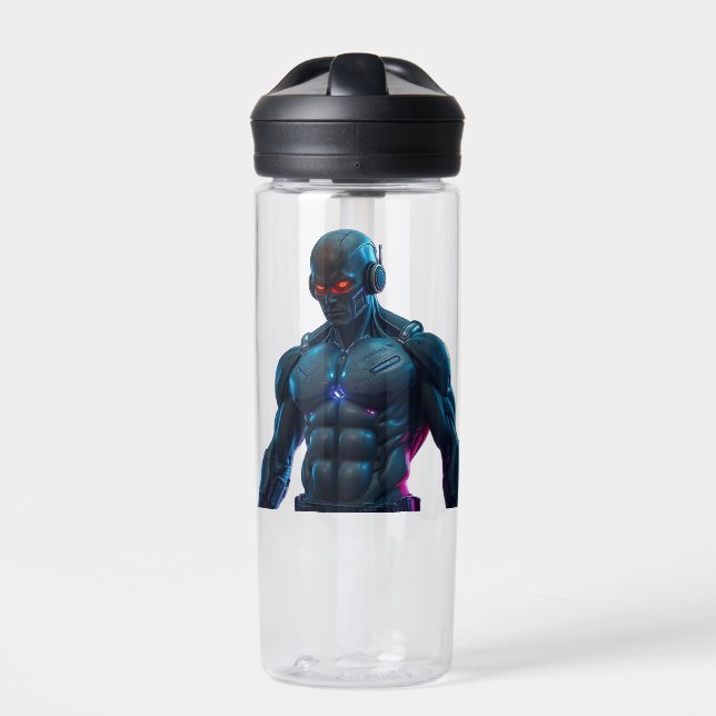 Robot Bodybuilder Water Bottle (Front)