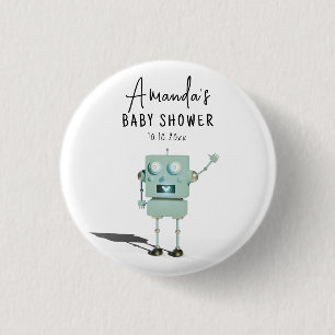 Robot boy Baby Shower 3 Cm Round Badge