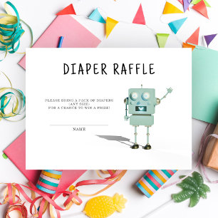 robot boy Baby Shower - diaper raffle Enclosure Card