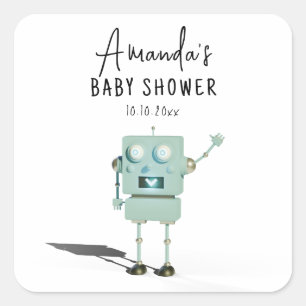 Robot boy Baby Shower  Square Sticker