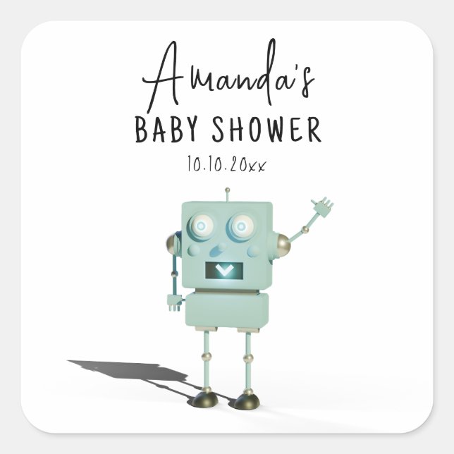 Robot boy Baby Shower  Square Sticker (Front)