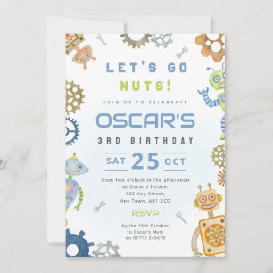 Robot Boy's Birthday Party Invitation