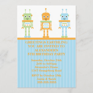 Robot Boys Birthday Party Invitation