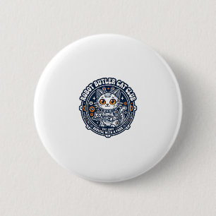 Robot Butler Cat Pet Lover Shirt Art - Robot Butle 6 Cm Round Badge