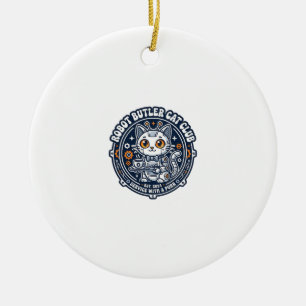 Robot Butler Cat Pet Lover Shirt Art - Robot Butle Ceramic Tree Decoration