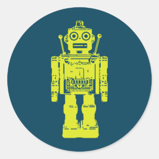 robot button classic round sticker