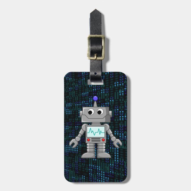 robot cartoon luggage tag (Front Vertical)